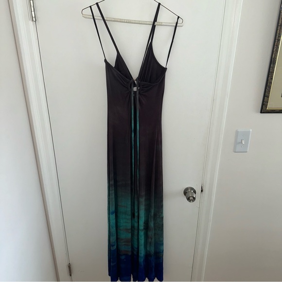 Brown, green, blue tie dye maxi dress Michelle Jonas small - Picture 4 of 9